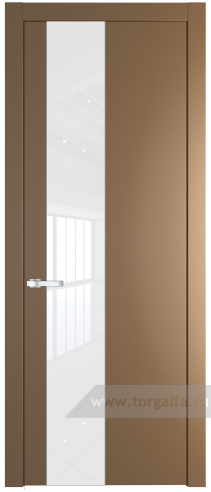 Дверь со стеклом ProfilDoors 19PW Лак классик с молдингом Серебро (Перламутр золото)