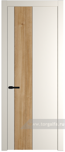 Глухая дверь ProfilDoors 19PW вставка Дуб Карамель с молдингом Черный матовый (Перламутр белый)