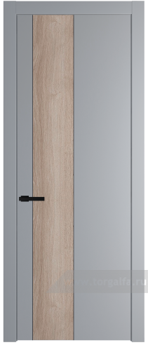 Глухая дверь ProfilDoors 19PW вставка Дуб Сонома с молдингом Черный матовый (Смоки (RAL 870-02))