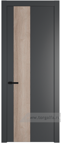 Глухая дверь ProfilDoors 19PW вставка Дуб Сонома с молдингом Черный матовый (Графит (Pantone 425С))