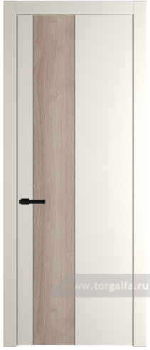 Глухая дверь ProfilDoors 19PW вставка Дуб Сонома с молдингом Черный матовый (Перламутр белый)
