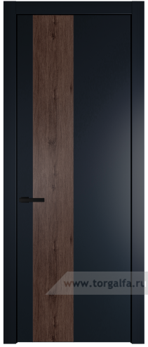 Глухая дверь ProfilDoors 19PW вставка Дуб Тобакко с молдингом Черный матовый (Нэви Блу (RAL 7016))