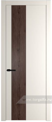 Глухая дверь ProfilDoors 19PW вставка Дуб Тобакко с молдингом Черный матовый (Перламутр белый)