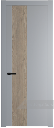 Глухая дверь ProfilDoors 19PW вставка Каштан темный с молдингом Черный матовый (Смоки (RAL 870-02))