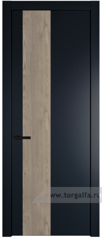 Глухая дверь ProfilDoors 19PW вставка Каштан темный с молдингом Черный матовый (Нэви Блу (RAL 7016))