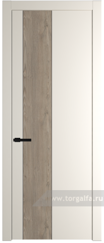 Глухая дверь ProfilDoors 19PW вставка Каштан темный с молдингом Черный матовый (Перламутр белый)