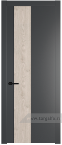 Глухая дверь ProfilDoors 19PW вставка Каштан светлый с молдингом Черный матовый (Графит (Pantone 425С))