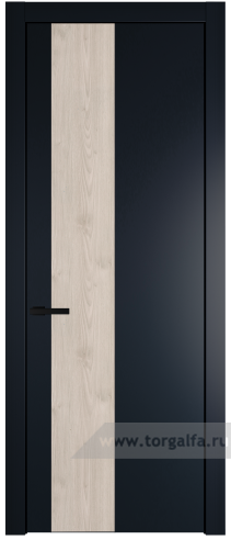Глухая дверь ProfilDoors 19PW вставка Каштан светлый с молдингом Черный матовый (Нэви Блу (RAL 7016))