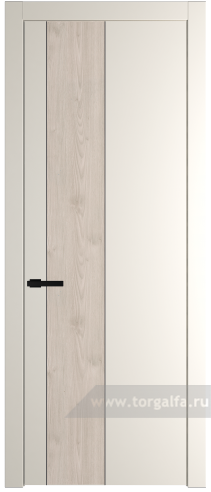 Глухая дверь ProfilDoors 19PW вставка Каштан светлый с молдингом Черный матовый (Перламутр белый)