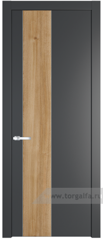 Глухая дверь ProfilDoors 19PW вставка Дуб Карамель с молдингом Серебро (Графит (Pantone 425С))
