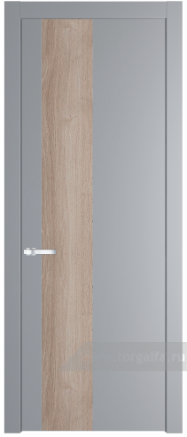 Глухая дверь ProfilDoors 19PW вставка Дуб Сонома с молдингом Серебро (Смоки (RAL 870-02))