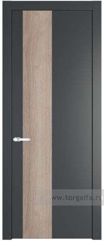 Глухая дверь ProfilDoors 19PW вставка Дуб Сонома с молдингом Серебро (Графит (Pantone 425С))