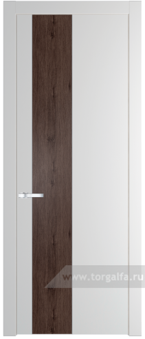 Глухая дверь ProfilDoors 19PW вставка Дуб Тобакко с молдингом Серебро (Крем Вайт (RAL 120-02))