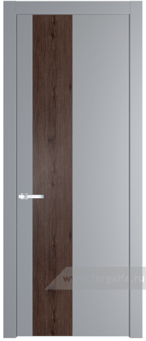Глухая дверь ProfilDoors 19PW вставка Дуб Тобакко с молдингом Серебро (Смоки (RAL 870-02))