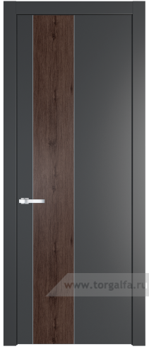 Глухая дверь ProfilDoors 19PW вставка Дуб Тобакко с молдингом Серебро (Графит (Pantone 425С))