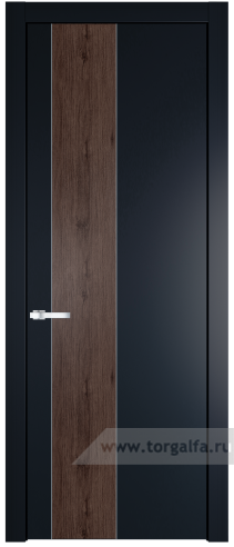 Глухая дверь ProfilDoors 19PW вставка Дуб Тобакко с молдингом Серебро (Нэви Блу (RAL 7016))