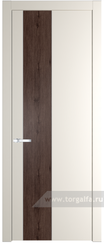 Глухая дверь ProfilDoors 19PW вставка Дуб Тобакко с молдингом Серебро (Перламутр белый)