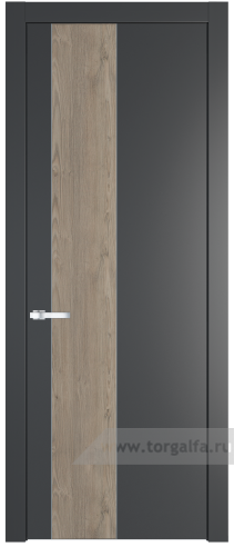 Глухая дверь ProfilDoors 19PW вставка Каштан темный с молдингом Серебро (Графит (Pantone 425С))