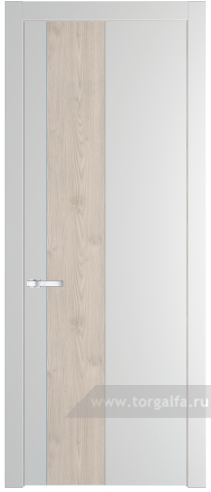Глухая дверь ProfilDoors 19PW вставка Каштан светлый с молдингом Серебро (Крем Вайт (RAL 120-02))