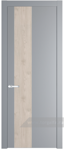 Глухая дверь ProfilDoors 19PW вставка Каштан светлый с молдингом Серебро (Смоки (RAL 870-02))