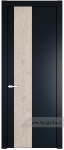 Глухая дверь ProfilDoors 19PW вставка Каштан светлый с молдингом Серебро (Нэви Блу (RAL 7016))