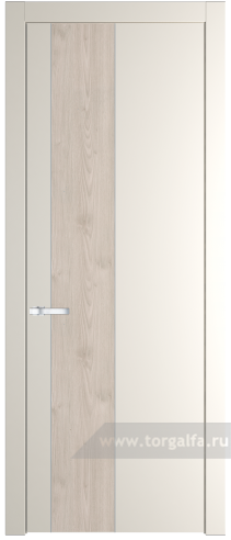 Глухая дверь ProfilDoors 19PW вставка Каштан светлый с молдингом Серебро (Перламутр белый)