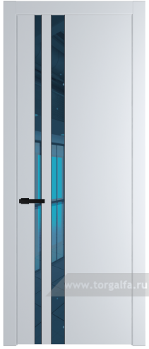 Дверь со стеклом ProfilDoors 20PW Зеркало Blue с молдингом Черный матовый (Вайт (RAL 110 96 02))