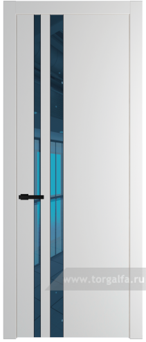 Дверь со стеклом ProfilDoors 20PW Зеркало Blue с молдингом Черный матовый (Крем Вайт (RAL 120-02))
