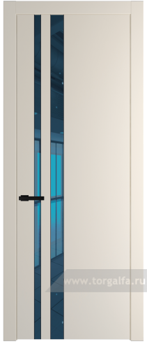 Дверь со стеклом ProfilDoors 20PW Зеркало Blue с молдингом Черный матовый (Кремовая Магнолия (RAL 120-04))