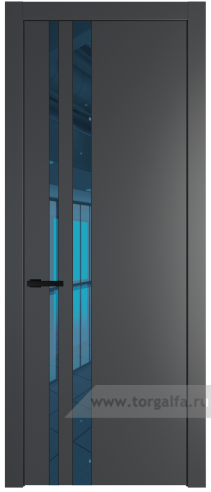 Дверь со стеклом ProfilDoors 20PW Зеркало Blue с молдингом Черный матовый (Графит (Pantone 425С))