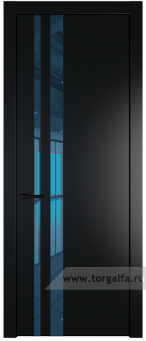 Дверь со стеклом ProfilDoors 20PW Зеркало Blue с молдингом Черный матовый (Блэк)