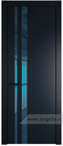 Дверь со стеклом ProfilDoors 20PW Зеркало Blue с молдингом Черный матовый (Нэви Блу (RAL 7016))