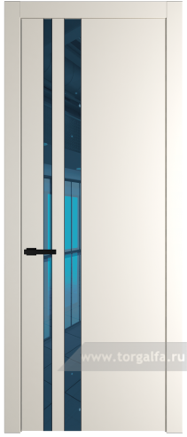 Дверь со стеклом ProfilDoors 20PW Зеркало Blue с молдингом Черный матовый (Перламутр белый)
