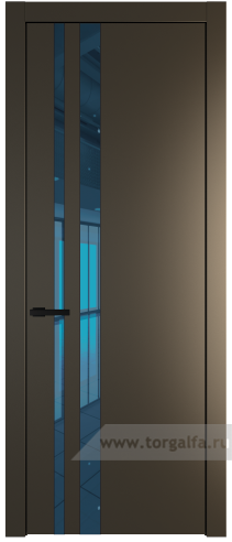 Дверь со стеклом ProfilDoors 20PW Зеркало Blue с молдингом Черный матовый (Перламутр бронза)