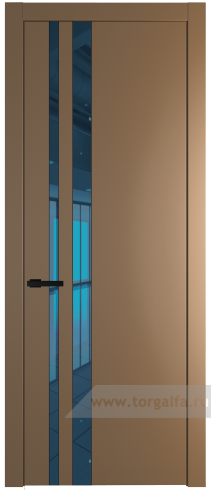Дверь со стеклом ProfilDoors 20PW Зеркало Blue с молдингом Черный матовый (Перламутр золото)