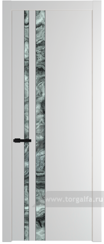 Дверь со стеклом ProfilDoors 20PW Атриум серебро с молдингом Черный матовый (Крем Вайт (RAL 120-02))