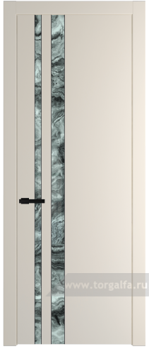 Дверь со стеклом ProfilDoors 20PW Атриум серебро с молдингом Черный матовый (Кремовая Магнолия (RAL 120-04))