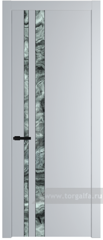 Дверь со стеклом ProfilDoors 20PW Атриум серебро с молдингом Черный матовый (Лайт Грей (RAL 870-01))