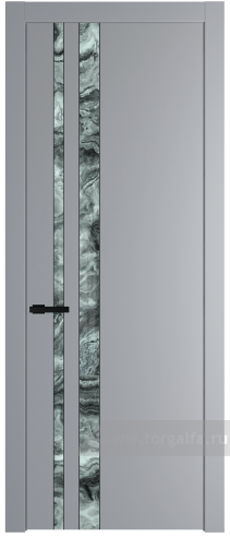 Дверь со стеклом ProfilDoors 20PW Атриум серебро с молдингом Черный матовый (Смоки (RAL 870-02))