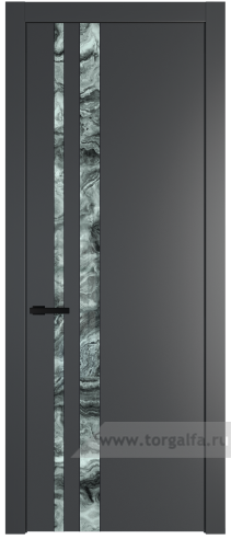 Дверь со стеклом ProfilDoors 20PW Атриум серебро с молдингом Черный матовый (Графит (Pantone 425С))