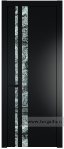 Дверь со стеклом ProfilDoors 20PW Атриум серебро с молдингом Черный матовый (Блэк)