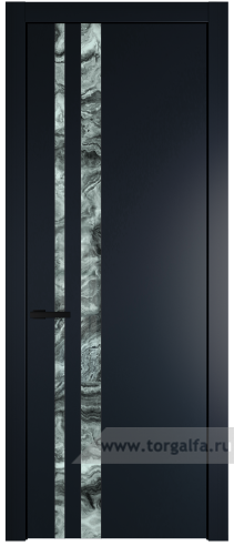 Дверь со стеклом ProfilDoors 20PW Атриум серебро с молдингом Черный матовый (Нэви Блу (RAL 7016))