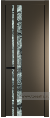 Дверь со стеклом ProfilDoors 20PW Атриум серебро с молдингом Черный матовый (Перламутр бронза)