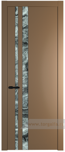 Дверь со стеклом ProfilDoors 20PW Атриум серебро с молдингом Черный матовый (Перламутр золото)