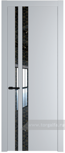 Дверь со стеклом ProfilDoors 20PW Лоран узор золото с молдингом Черный матовый (Лайт Грей (RAL 870-01))
