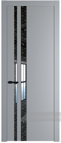 Дверь со стеклом ProfilDoors 20PW Лоран узор золото с молдингом Черный матовый (Смоки (RAL 870-02))