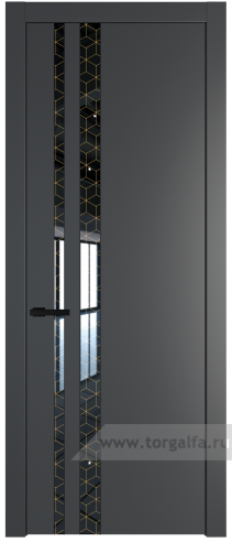 Дверь со стеклом ProfilDoors 20PW Лоран узор золото с молдингом Черный матовый (Графит (Pantone 425С))