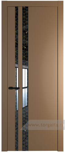 Дверь со стеклом ProfilDoors 20PW Лоран узор золото с молдингом Черный матовый (Перламутр золото)