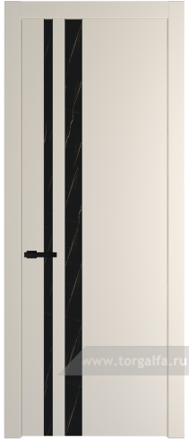 Дверь со стеклом ProfilDoors 20PW Неро мрамор с молдингом Черный матовый (Кремовая Магнолия (RAL 120-04))