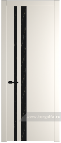Дверь со стеклом ProfilDoors 20PW Неро мрамор с молдингом Черный матовый (Перламутр белый)